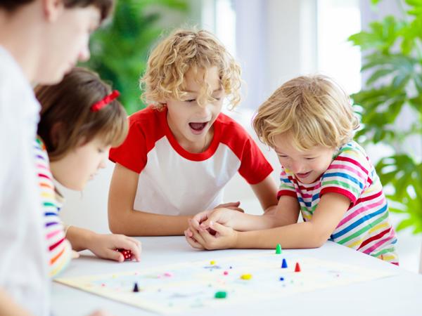 Children playing a board game